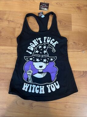 Too fast M Witch Tank Top - Black & Purple I don’t mess with you nwt
